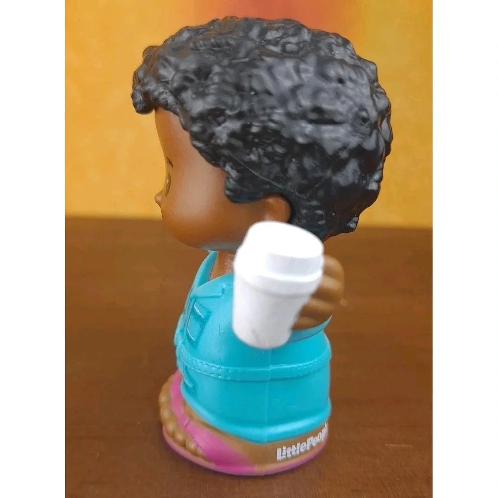 Fisher Price Little People African American Teal Jumper Coffee Lemonade Cup